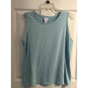 Weekends by Chicos Teal Tank Top Scoop Neck Women's Size‎ 2 / L